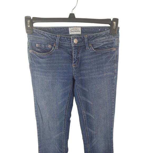 Aeropostale Jeans 1/2 Regular Womens/Juniors Low Rise Chelsea Bootcut Blue Causa - Picture 3 of 6